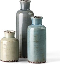 Cwlwgo- Ceramic Vase 3-Piece Set, Small Vase For Country Home,, Multicolor. - £35.29 GBP