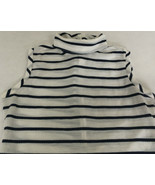 vintage turtleneck sleevless top shell top white with blue stripes zippe... - $19.75