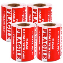 2000 Pcs 3&quot; X 5&quot; Handle With Care Fragile Label Warning Sticker Semi Gloss Red - £49.54 GBP