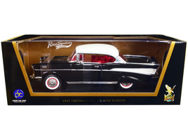 1957 Chevrolet Bel Air Hardtop Black with White Top and Red Interior 1/18 Diecas - £61.30 GBP