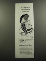 1957 Argus L-3 and L-44 Light Meters Ad - A lifetime of good picture insurance - £14.53 GBP