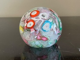 Murano Fratelli Toso Latticino Millefiori Glass Paperweight - £116.07 GBP