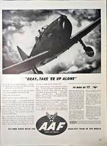 Army Air Forces AAF Okay Take ER Up Alone WWII Airplane -1943 Vintage Pr... - $11.93 CAD