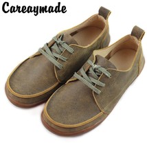 Careaymade new retro leather flat sole casual shoes women s single shoes men s women s thumb200