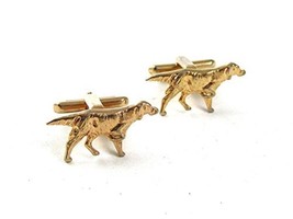 1950's-1960's Goldtone Pointer Dog Hunting Cufflinks By HICKOK USA 5517 - £17.89 GBP