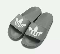 Adidas Originals Adilette Lite Slide Slip On Sandal Grey/White FU7592 Sz 4-12 - £27.63 GBP