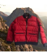 Vtg Tommy Hilfiger Kids Red Blue Goose Down Puffer Coat Winter Jacket Bo... - $75.23