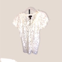 Trulli Womens Lace Top Blouse Ivory Size XS Short Sleeve - £6.17 GBP