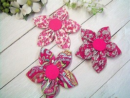 Handmade MAGENTA FLOWERS - Set of 3 Refrigerator Magnets - Floral &amp; Pais... - $8.50
