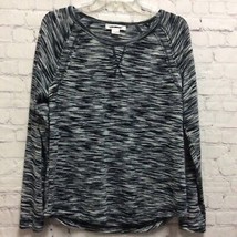 Unbranded Pullover Sweater Womens Black Marled Long Sleeve Scoop Neck Kn... - $17.14