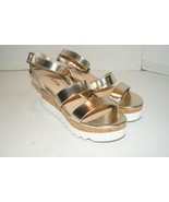 Just Fab Bring The Heat Light Metallic Gold Wedge Sandals Size 8 - $33.83 CAD