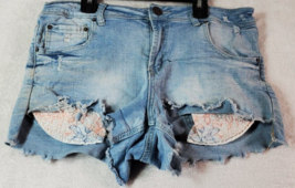 rue21 Cut Off Shorts Womens Size 12 Blue Denim Cotton Casual Pockets Flat Front - £7.33 GBP