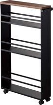 Yamazaki Home Tower Rolling Slim Storage Cart With Handle Black - $188.99