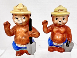 Norcrest Smokey Bear Salt Pepper Shakers Japan w Orig Tags Shovel &amp; Wate... - $24.26