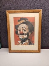 Clown Paint by Number Portrait Painting Framed Inch Red Vintage - $23.75