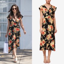 New Sanctuary Floral Print Wrap Midi Dress V-neck Medium, flutter sleeve... - $33.87