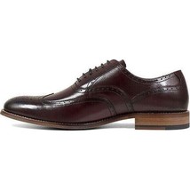 25064-601 Mens Dunbar Stacy Adams Shoes Antiqued Leather Burgundy Oxford wingtip image 2