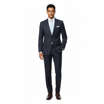 Men Suit BERLUSCONI Turkey Italian Wool 180's Single Breasted 623-03 Navy Plaid image 5