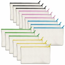 15 Pieces Canvas Colorful Zipper Bags, Diy Craft Bags Travel Canvas Makeup Pouch - £18.87 GBP