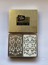 Vintage Crown Plastic Coated Playing Cards Double Deck White &amp; Gold - £10.25 GBP