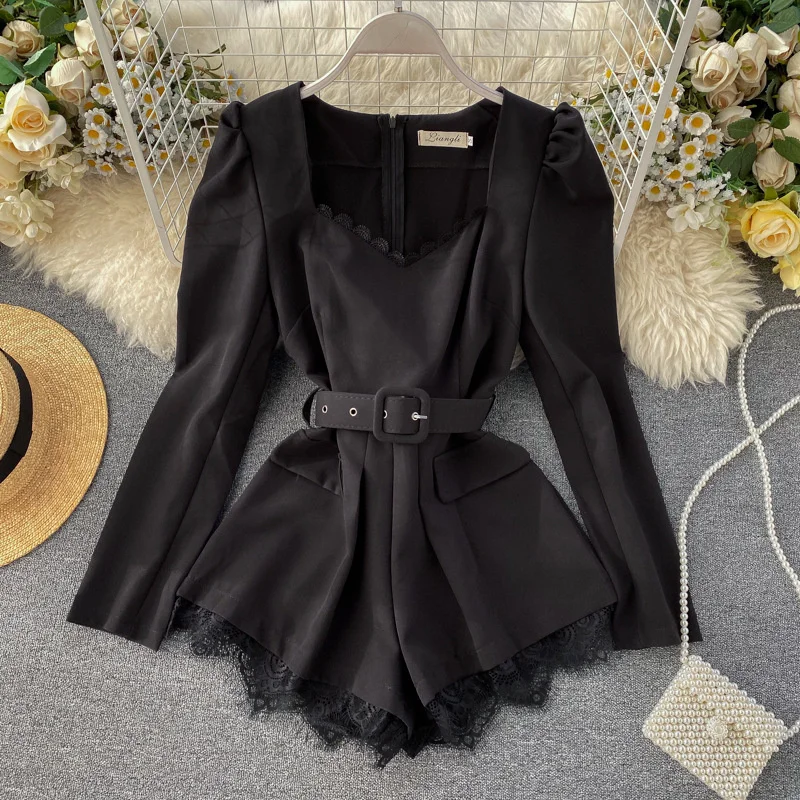 DEAT 2022 new summer fashion women clothes square collar full sleeves high waist - £76.04 GBP