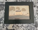 9.5&quot; x 7.5&quot; framed Warren Kimble print of farmhouses Americana art - $13.86