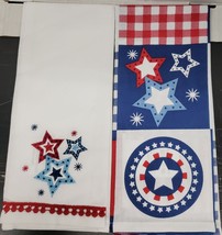 2 Different Embroidered Kitchen Towels(16&quot;x26&quot;)PATRIOTIC USA,BLUE &amp; RED ... - $11.87