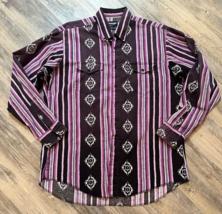Vtg Wrangler Aztec Western Men&#39;s Shirt X-Long Tails Cowboy Cut 17 - 35 Purple - £37.99 GBP