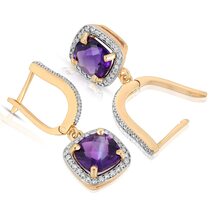 Galaxy Gold GG 14K Solid Yellow Gold Natural Diamond and Amethyst Checkerboard C - $2,103.15