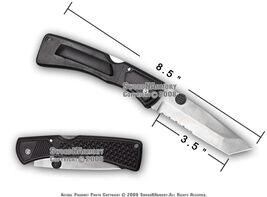 9" Black Pocket Folding Knife Serrated Tanto Blade New - $1.96