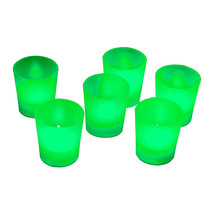 6pc Battery Operated Flickering GREEN LED Tealights Votive Tea Lights Flameless - £10.59 GBP