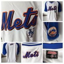 VINTAGE MLB New York Mets Jersey Stitches V Pullover Mens XL White Blue ... - £39.18 GBP