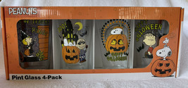 Peanuts Snoopy Woodstock Charlie Brown Halloween Great Pumpkin Pint Glas... - £27.96 GBP