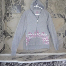 Zoey and Beth Womens M-L Gray Hoodie Jacket with Baby Girl in Cursive Fu... - £7.57 GBP