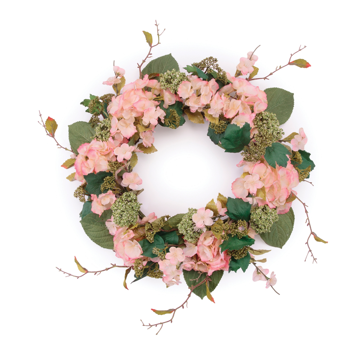 Hydrangea and Seedum Floral Wreath 32&quot;D - $83.75