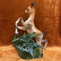 Vintage Ceramic Glazed Deer Fawn Planter Figurine MCM Mid Century Modern Decor - £35.39 GBP