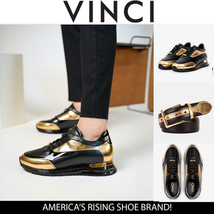 The Arda Black & Gold Leather Men Sneaker image 2
