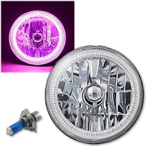 7&quot; H6024/6014 Halogen Pink SMD LED Halo Ring H4 Light Bulb Angel Eye Headlight - £47.92 GBP