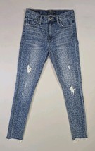 Lucky Brand Jeans Women 6/28 A Blue Bridgette Skinny Leopard Print Distr... - $18.11