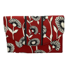 Vera Bradley Houndstooth/Red Floral Deco Daisy Folder Clutch - £15.22 GBP