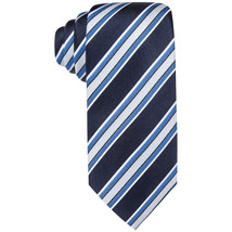 COUNTESS MARA Navy Blue Silver Holiday Stripe Silk Woven Classic Tie - $19.99