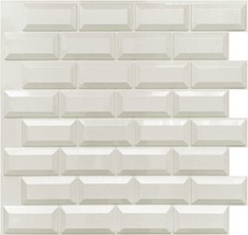 Dundee Deco GRAZTP10025491 White Faux Brick PVC 3D Wall Panel, 2 ft X 1.8 ft (60 - £7.87 GBP+