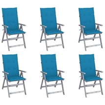 Garden Chair Set of 6 Grey, Blue Solid Acacia wood, 100% polyester - $15,343.14 MXN