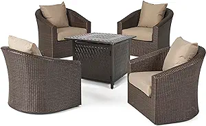 Christopher Knight Home Christy Outdoor 4 Seater Wicker Swivel Chair and... - £2,602.48 GBP