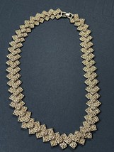 Vintage Art Deco Faux Marcasite Silvertone Small Squares Link Necklace –... - £17.35 GBP