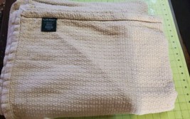 Ralph Lauren Basketweave 100% Cotton Throw Blanket Bedspread Beige Tan 84x62 - $79.14