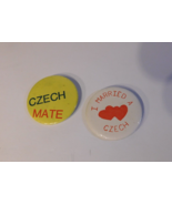 2 Czech pin back buttons - Czech Mate,  I Married a Czech - used - $9.89