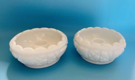 White Milk Glass Candlestick Holder - Set of Two - £11.72 GBP