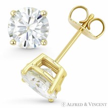 Round Cut Forever Classic Moissanite 14k Yellow Gold 4Pr Pushback Stud Earrings - £140.29 GBP+