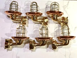 Outdoor Wall Mount Solid Bulkhead Sconce Light Fixture Brass Copper Shade 6 Pcs - $661.32